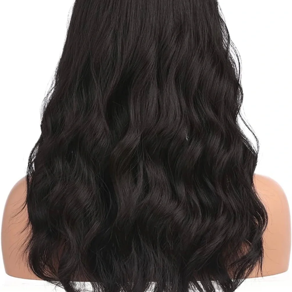 Human hair blend black brown curly wig wig
